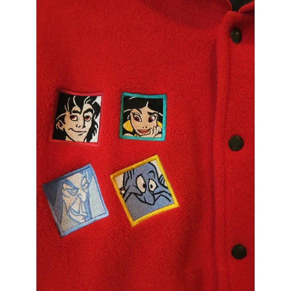 Vintage 90s Disney Aladdin Bomber Mens Medium Jacket Red Combed Cotton Genie